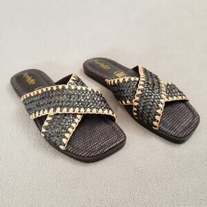 Seychelles Pomelo Sandals in Black Raffia Size 8.5 SEYC-WZ635 Criss-cross